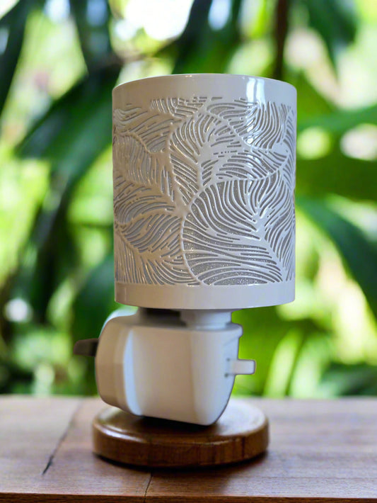 "Little Light & Co plug in Wax Warmer. White palm pattern"