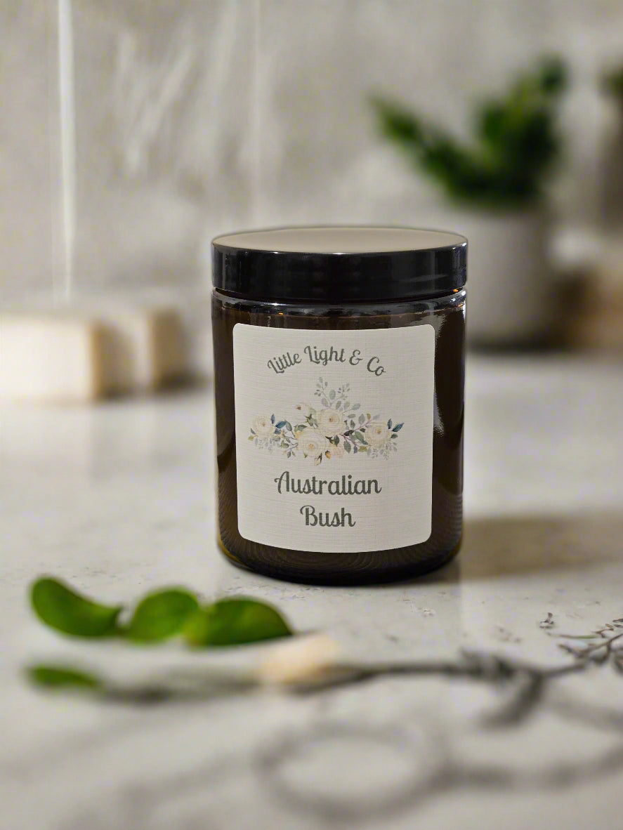 Australian Bush scented candle in a reuseable amber jar 