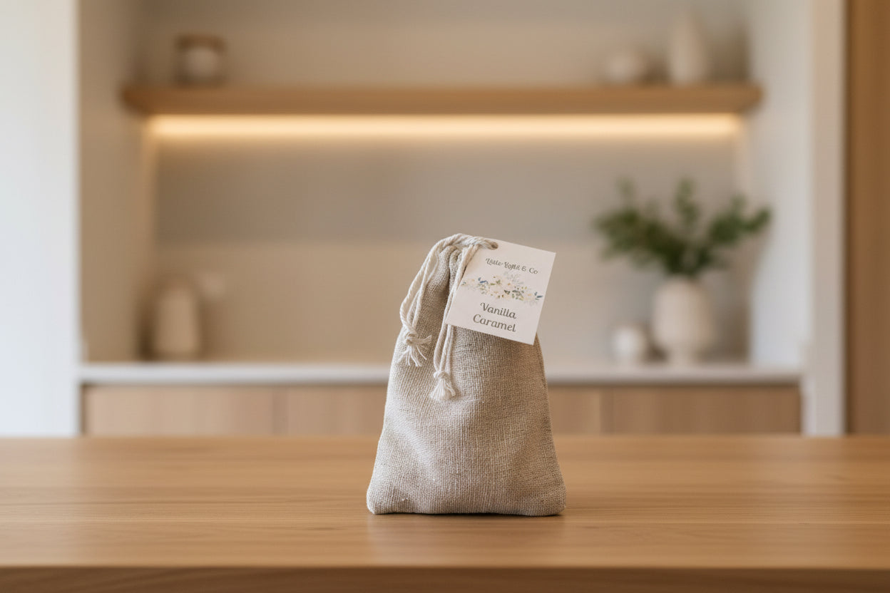 Calico bag with wax melts little light & co