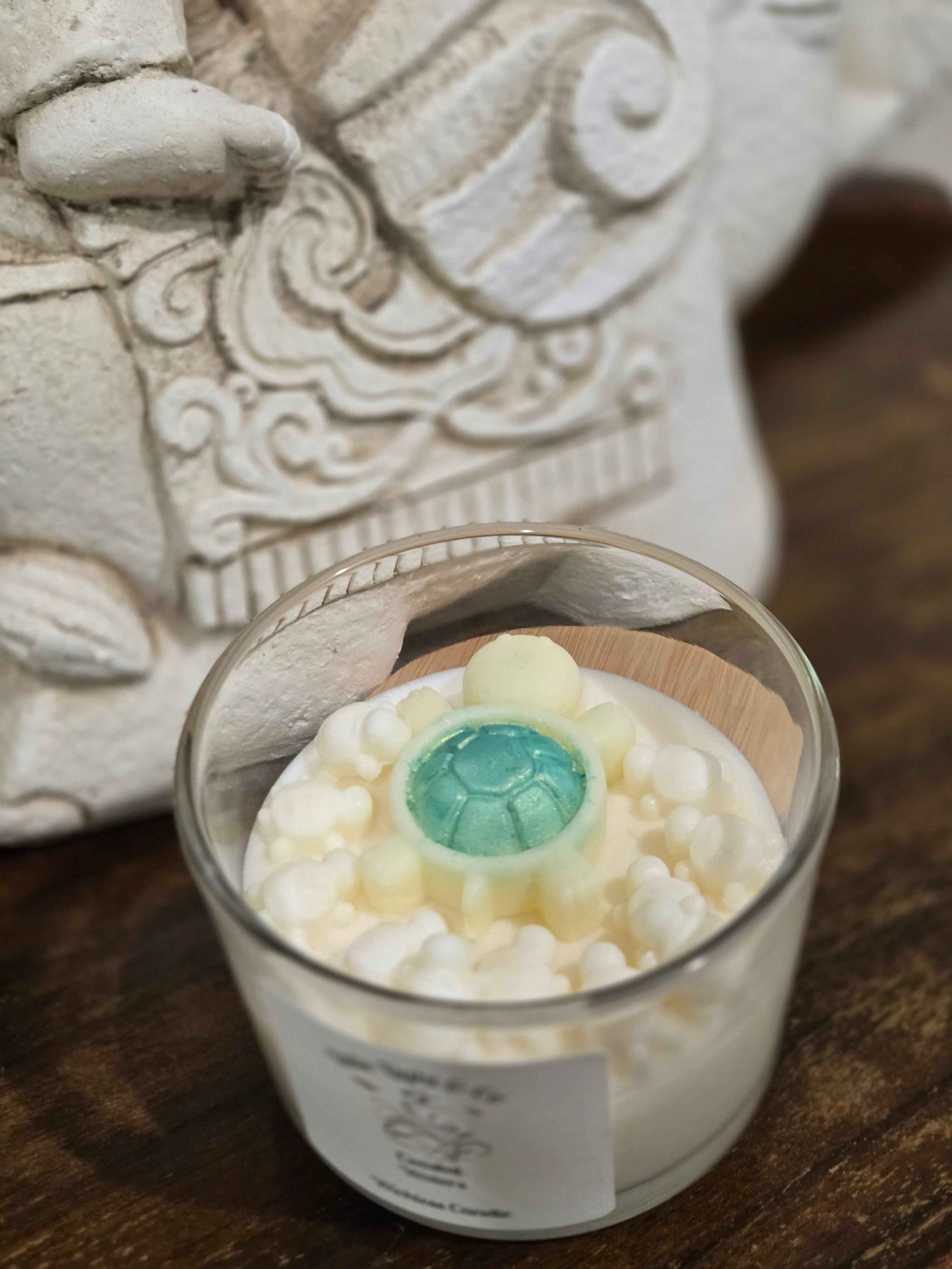 Coastal Waters Wickless Candle with turtles little light & co