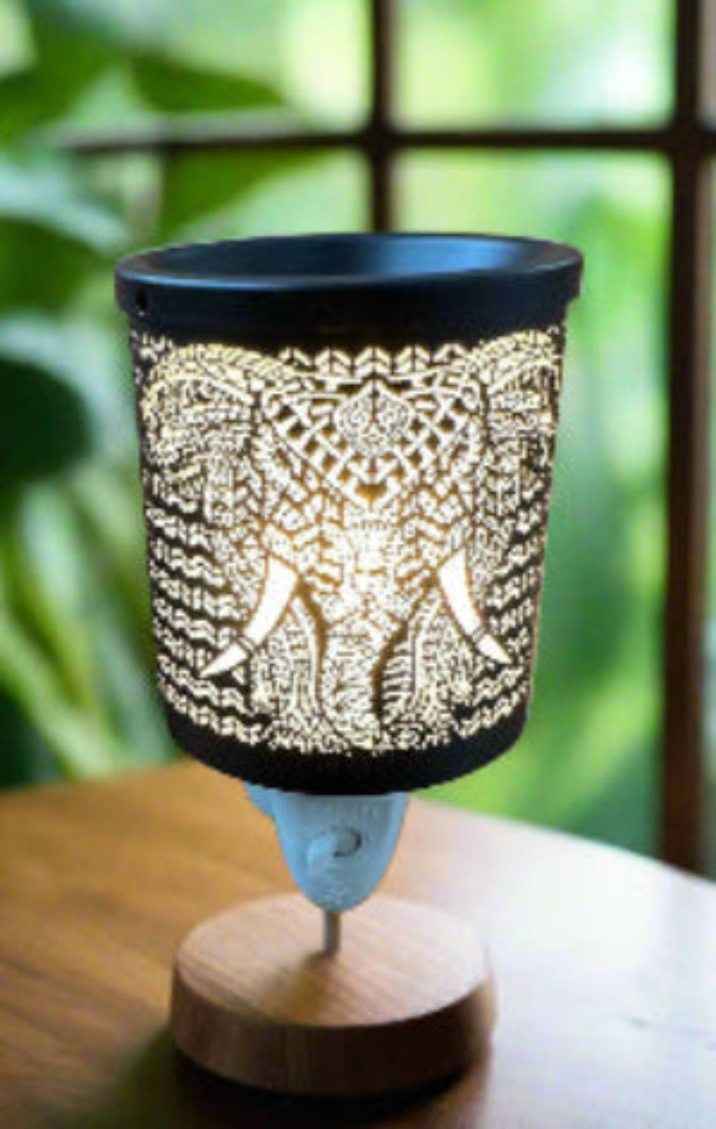 Decorative wax warmer with elephant design flameless compact